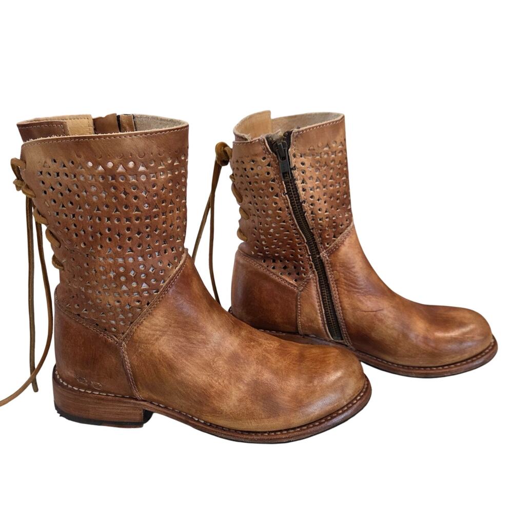 NEW Bed|Stu Bridgewater Boots 6 Driftwood Leather Perforated Boho Western Grunge - Picture 4 of 10